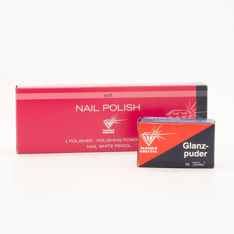 Nail buffing kit: Leather buffer (polisher) and powder.