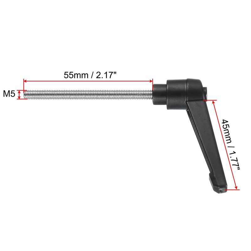 sourcing map 2pcs Adjustable Clamping Lever Handle M5 x 55mm