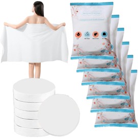 Paquete de 6 toallas grandes comprimidas de 142.24 x 71.12 cm, toallas de baño desechables de algodón portátil, de papel grueso, reutilizables, adecuadas para senderismo, camping, playa,