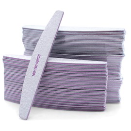 NVGFTG Pack of 50 Nail Files 100/180, Half Moon Nail Files for Gel Nails, Double-Sided Nail Files Set, Nail File, Grit Disposable Nail Files for Nail Studios, DIY Nail Art, Home, White