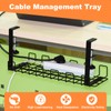 uxcell Cable Management Tray, 1Pcs 15.75'' - Metal Under Desk