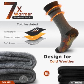 DG Hill Thermal Socks Men - Winter Sock for Cold Weather Warm Socks - Snow Socks Thick Long Thermal Sock for Hunting