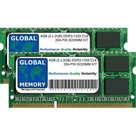 4GB (2x2GB) DDR3 1333MHz PC3-10600 204 Pin SODIMM RAM Kit for Intel Mac Mini/Mac Mini Server & Intel IMAC (Mid 2010 - Mid/Late 2011)