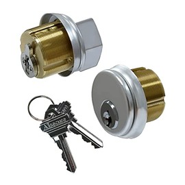 AIsecure Brass Mortise Cylinder with SC Keyway Keys & Thumbturn, Storefront Door Lock Commercial Door Lock Cylinder for Shop Aluminum Doors Lock Replacements, 2 Pack, Silver