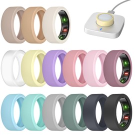 15 Pack Cover Compatible with Oura Ring Gen 4/ Gen 3 Horizon/Gen 3 Heritage - Charging Directly with Protector, Anti-Scratch Elastic Thin Silicone Case for Men Women Working Out