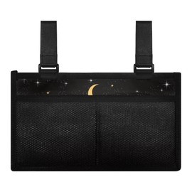 Gomyblomy Dragonfly Moon Wheelchair Side Bag Portable Wheelchair Accessories Adults Foldable Wheelchair Armrest Bag Suitable for Rollators Walkers Electric Wheelchair