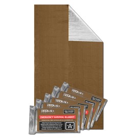 TITAN Survival XL Mylar Survival Blankets 5 Pack 70” x 90” - 90% Heat Retention & Waterproof Design - Emergency Blanket Cold Weather Protection & Survival Kits - Durable Space Blanket for Outdoor Use