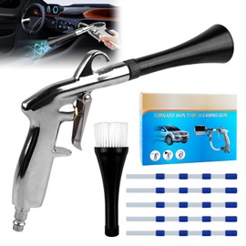 Compressed Air Cleaning Gun, Dry Blow Gun, Compressed Air Gun for Compressor 6-9 Bar, with 5 Hoses, 1 Funnel and 1 Funnel with Brush for Dust Removal of Carpets