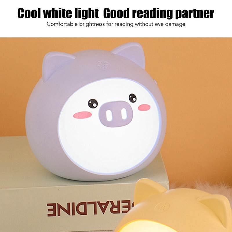 Cute Pig Night Lamp Stepless Dimming 3 Levels Brightness USB