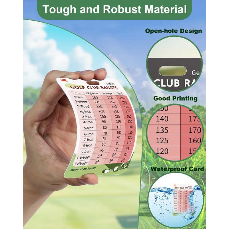 Swooflia 2 Pcs Golf Club Range Chart Card - Women