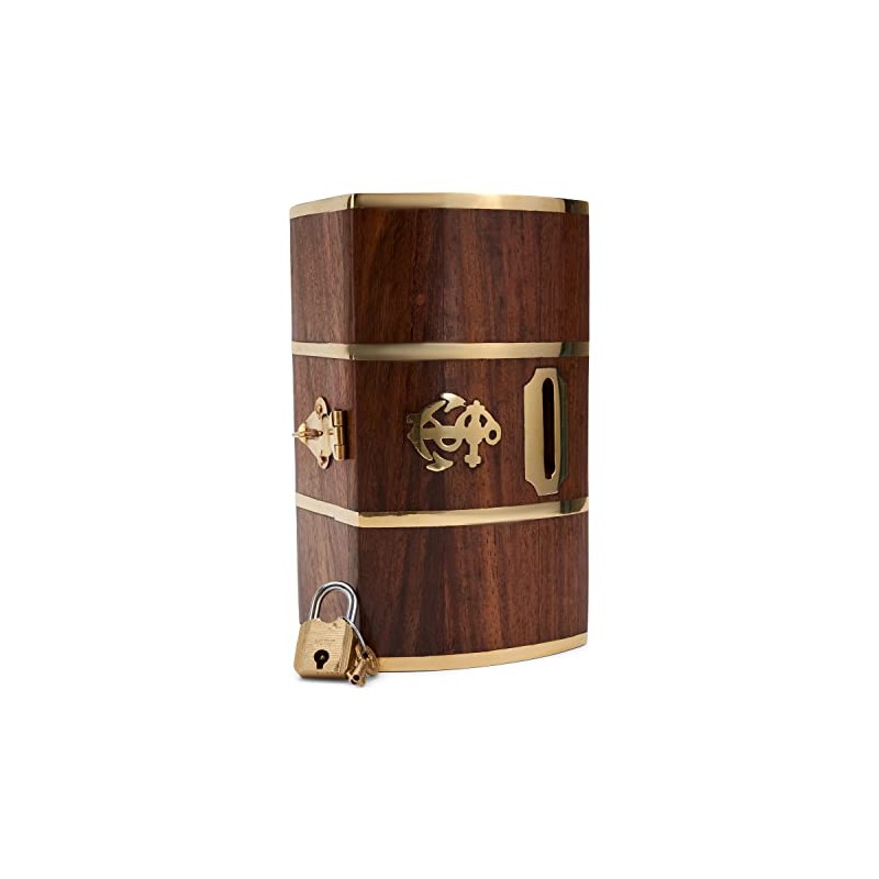 NKlaus 11736 Maritime Money Box Treasure Chest Wood and Brass