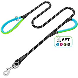 Dog Leashes for Large Dogs That Pull 4/5/6ft-Black XiaZ 2 Handles Dog Leash 1/2 Inch 1000lb Strength Reflective PVC Waterproof-Handles Metal Hook Dual-Handle for Medium Large Sized Nighttime Safety