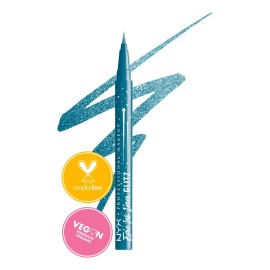 NYX Professional Makeup Epic Ink Liner Glitz Tono Tapered Twinkle (azul claro con brillos), 1ml - Delineador de ojos líquido con brillos, a prueba de agua y ultra pigmentado, fórmula vegana