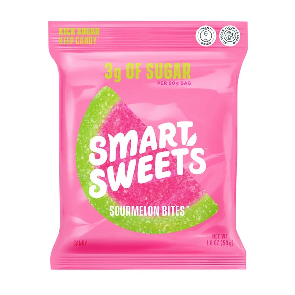 SmartSweets Sourmelon Bites, 1.8oz (Pack of 12), Sour Watermelon Gummy