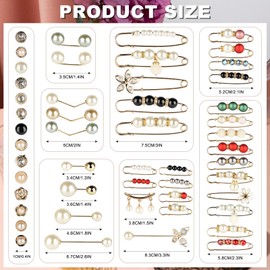 50pcs Pearl Brooch Pins,Pant Waist Tightener Safety Pin for Clothes Double Faux Pearl Brooches for Women Fashion Cover Up Buttons Clothing Dresses Decoration Accessories Pant Waist Tightener Pins
