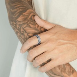 VELESAY Stainless Steel Viking Men's Ring Viking Nordic Mythology Ring Men's Viking Rune Ring Punk Biker Gothic Hip Pop Ring Viking Jewellery