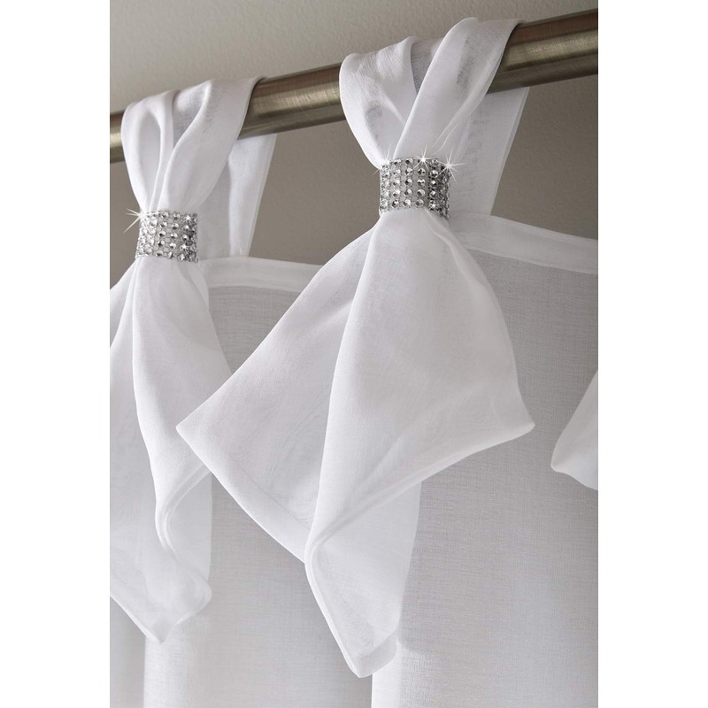 Alan Symonds Tiara Dolly Diamante Tab Top Curtain Panel (White,