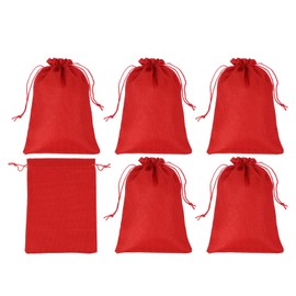 PATIKIL 9"x7" Coin Sacks Bag, 6Pcs Bank Deposit Change Transit Bags with Drawstring Canvas Gift Sacks, Red