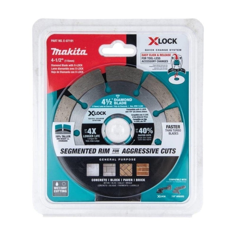 Makita X-Lock 4-1/2In Segmented Diamond Blade For Masonry Cutting
