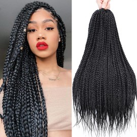 Smilco 20-Inch Braids Crochet Hair - 6 Packs of Goddess Black Crochet Hair with Straight Ends - Bohemian Hippie Style - Pre-looped Synthetic Braiding Hair for Women