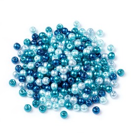 Cheriswelry 400pc 4mm Carribean Blue Mix Glass Pearl Round Beads Environmental Dyed Mini Loose Spacer Ball Beads Smooth Wedding Decoration Beads for DIY Craft Earring Bracelet Necklace Jewelry Making