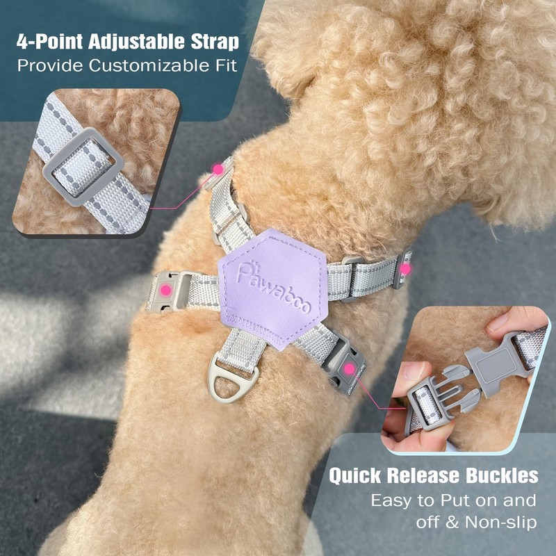 Pawaboo Small Dog Harness and Leash Set, Puppy Harness X-Frame