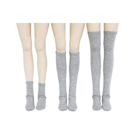 Petite Marie 1/3 DD SD Compatible All Season Plain Long Socks, 3-piece Set, High Socks, Over the Knee High Socks, Left and Right Designated Socks, Light Gray Fabric, Socks, Casual, 23.6 inches (60
