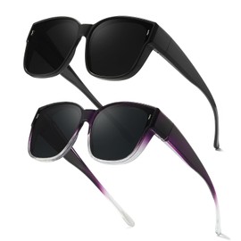 Myiaur 2 Pack Oversized Fit Over Sunglasses for Women, Trendy Designer Style Sun Glasses with UV400 Protection