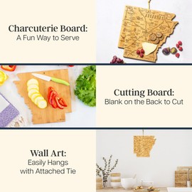 Totally Bamboo Destination Arkansas State Shaped Cutting Board, Charcuterie and Cheese Serving Board – Arkansas Gift for Home Décor or Everyday Kitchen Use