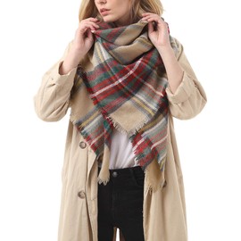 Women's Fall Winter Scarf Classic Tassel Plaid Scarf Warm Soft Chunky Large Blanket Wrap Shawl Scarves Colorful Scarf