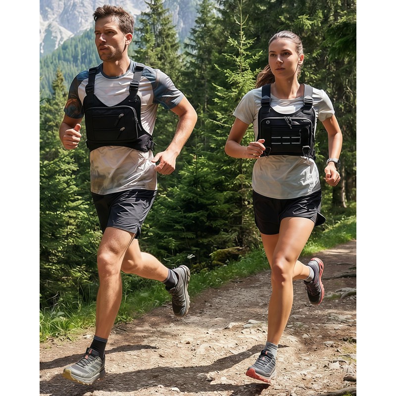 Sports Chest Bag for Men, Lightweight Water-Resistant Running Chest Pack