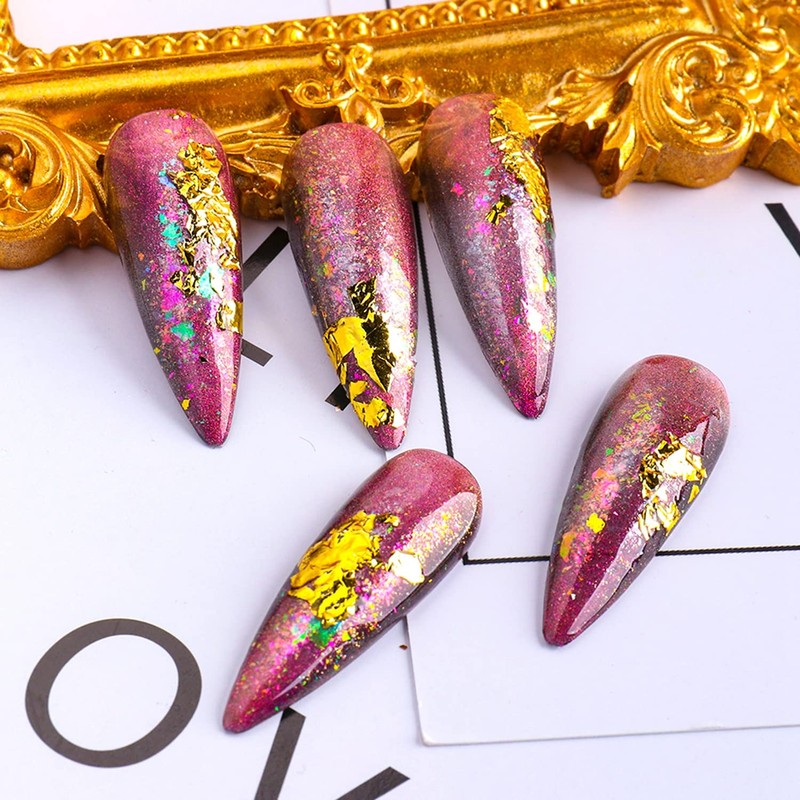 3 Boxes Gold Leaf Nail Art Gold Foil Nails Set