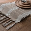 Niviy Farmhouse Table Runner, Embroidered Striped Braided Coffee Boho Table