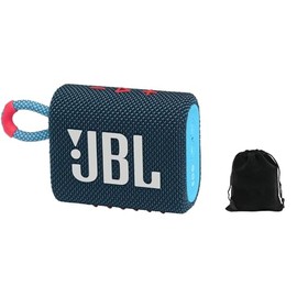 JBL Go 3 - for Portable Use - Speaker with Bluetooth - Built in Battery Waterproof and Dustproof - includes Storage Pouch (Blue/Pink), JBLGO3-Pouch (Renewed)