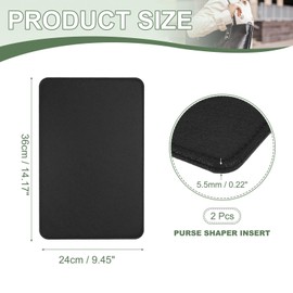 YELARXI Felt Base Shaper, Bag Bottom Shaper Purse Organizer Insert, Handbag Organizers Arc Corner Liner Board Insert, 14 x 9 Inch Fit for Purse Tote Bag Handbag Women (2 Pack, Black)