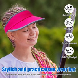 Jastore Kids Quick Drying Sun Visor Hat Lightweight Summer Runninig Tennis Golf Visor Hat for Girls Boys (US, Age, 5 Years, 12 Years, Neon Green)