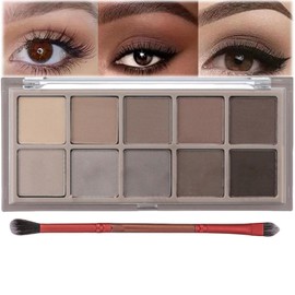 Travel-Sized Eyeshadow Palette - 10 Smooth Matte Colors for Natural & Ultimate Eye Makeup - High Pigmented, Long-Lasting, and Blendable Shadows