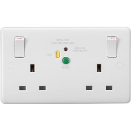 Knightsbridge CU9RCD 13A 2G DP RCD Switched Socket - 30mA (Type A), White