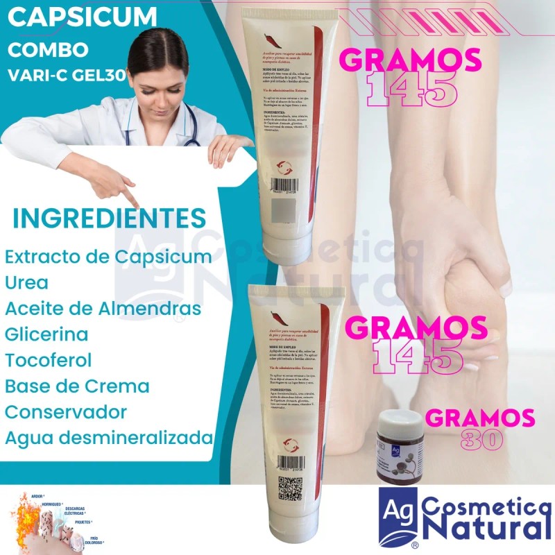 Pack 2 Cremas Neuropatia Diabetica Capsicum + Varic-gel 30gr