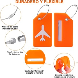 9 Pcs Identificador de Maletas de Viaje Identificador Maletas Viaje para Equipaje de Avión con Cordón Metálico Etiquetas de Silicona para Equipaje