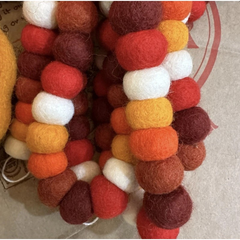 Trader Joe’s 2 Handcrafted 9' Felted Wool Garland For Fall