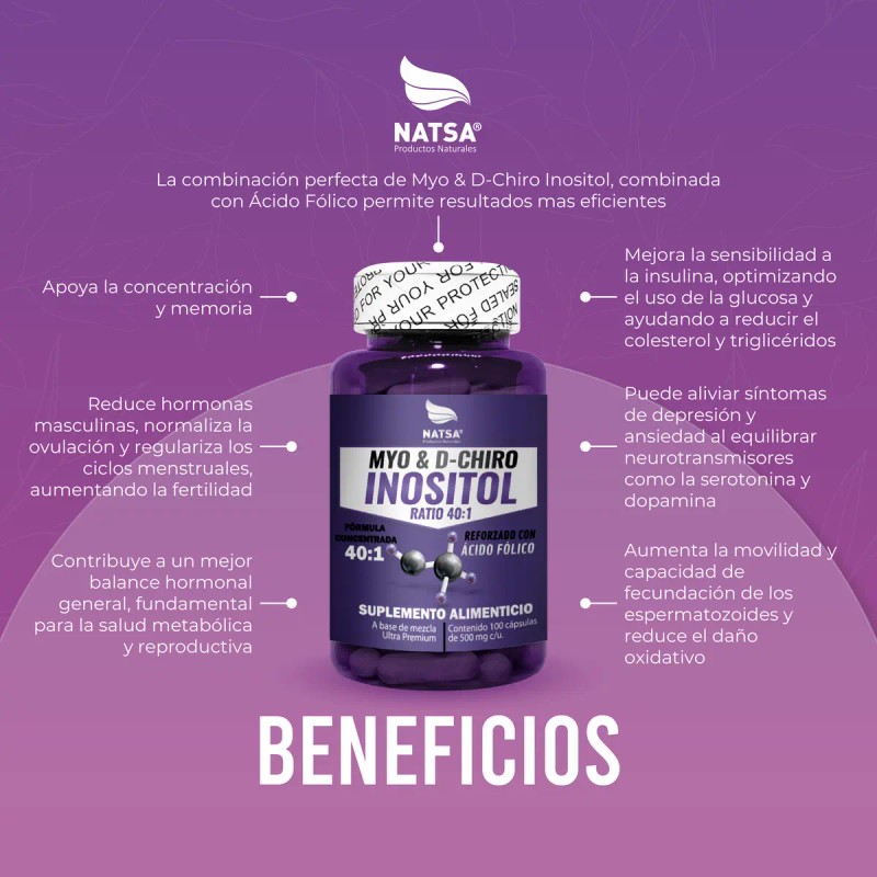 Myo Chiro Inositol 100 Cápsulas Ultra Concentrado Combinación Perfecta Equilibra