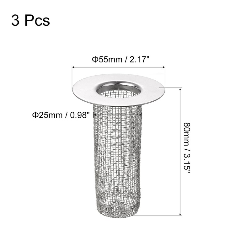 uxcell 3Pcs Modern Stainless Steel Sink Strainer, Fit for Diameter