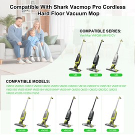 Vacmop Mop Vac Pads for Shark - Reusable Vacuum Spray Mop Pad Refills for Shark Vacmop Replacement VM252 VM200 VM200p12 VMP30 VM190 VM250 Cleaner Heads - Hard Floor Mopvac Mopping Pads Wet Dry