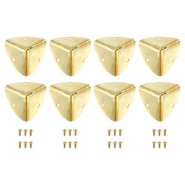 sourcing map 8 Pcs Decorative Box Corner Cover, 40mm Metal Edge Guard, Furniture Corner Edges Protector with Screws, Gold