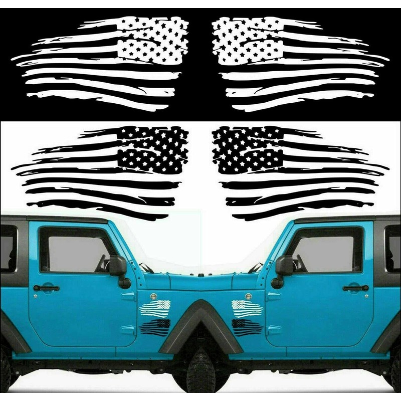 Tattered American Flag Distressed Vinyl Decal Sticker Ripped Torn USA