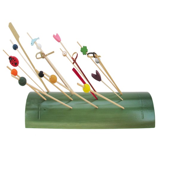 BambooMN 9.84" Bamboo Skewer Holder Food Display Stand Half Cut