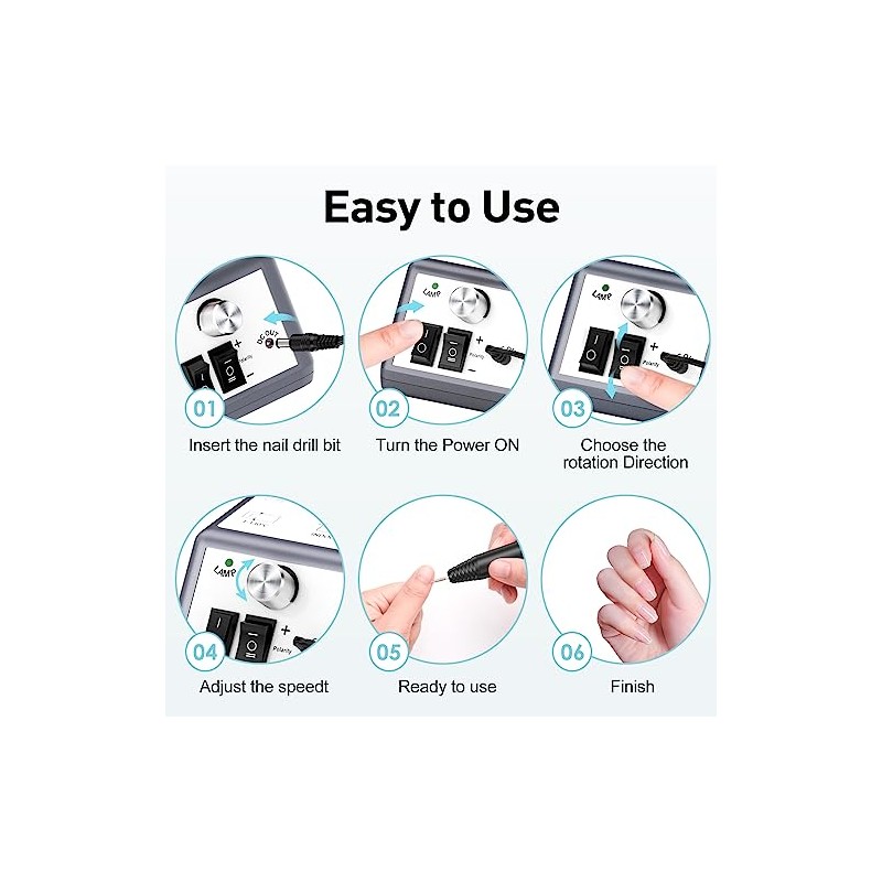Taladro de uñas eléctrico de 20000 RPM, lima de uñas