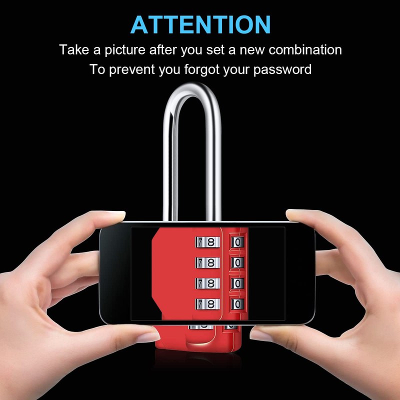 Combination Padlock, [2.6inch Long Shackle] Diyife 4 Digit Combination Lock,