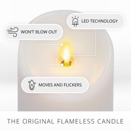 Luminara - Flameless LED Battery Operated Flickering Pillar Candles - White - Pack of 1-3x4.5 - Realistic Moving Flame Real Wax Indoor/Outdoor Decor
